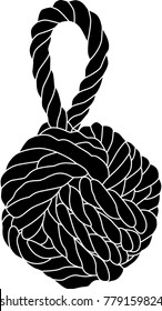 Illustration of monkey fist knot silhouette.