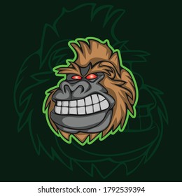 Illustration of monkey head in cartoon style. Nice to use for tshirts screen printing, Mascot logo or any other purpose