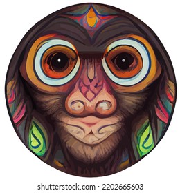ilustración cabeza de mono en mano dibujar estilo mandala aislado en blanco perfecto para camiseta, símbolo, afiche o editar y personalizar su diseño, tarjeta