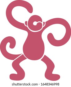 illustration of monkey icon, sticker,tshirt print, vector illustration