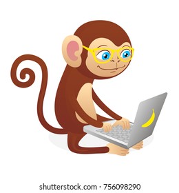 Illustration with a monkey and laptop