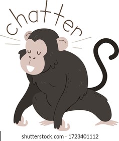 Illustration of a Monkey Making a Chatter Sound