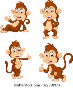 illustration of monkey many expressions