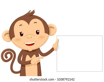Illustration of a Monkey Mascot Holding a Blank Board
