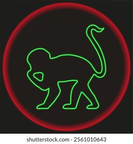 illustration of a monkey in neon