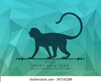 Illustration of a Monkey on creative origami background for Happy Chinese New Year 2016 celebration.