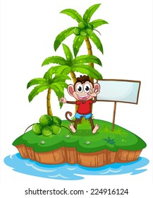 Illustration of a monkey on an island