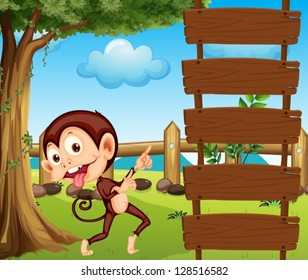 Illustration of a monkey pointing at the empty signboard