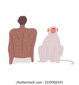 Illustration of monkey pox patient and monkey