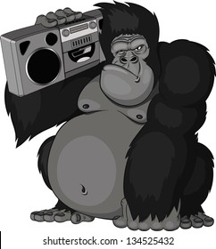 illustration of a monkey with radio