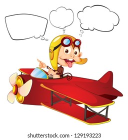 Illustration eines Affen auf rotem Flugzeug auf weißem Hintergrund