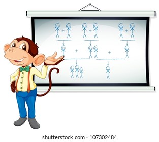 illustration of monkey showing white board on white