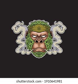 Illustration of monkey smoke mascot vector The Concept of Isolated Technology. Flat Cartoon Style Suitable for Landing Web Pages, Banners, Flyers, Stickers, Cards