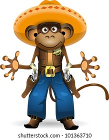 Illustration Of A Monkey In A Suit Sheriff