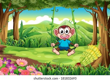 Illustration of a monkey swinging