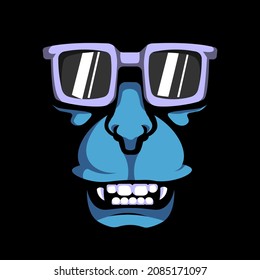 Illustration Of A Monkey Wearing Glasses