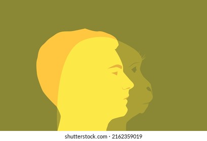 illustration of monkeypox by superimposing the silhouettes of a man and a monkey