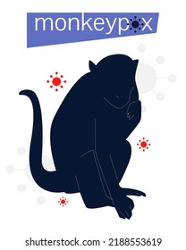Illustration of monkeypox with a silhouette of a monkey