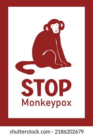 Illustration of the monkeypox virus. Animal monkey as a symbol. Icon of smallpox and outbreak of a new infectious disease. Flat vector.
