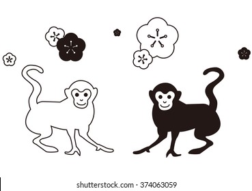 illustration of monkeys and flowers