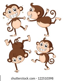 Illustration of monkeys on a white background