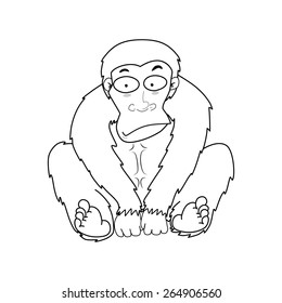 Illustration of Monkeys vector, Cute cartoon monkey, Cartoon Character Monkey Isolated on White Background.