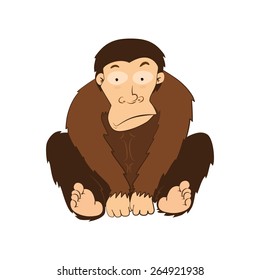 Illustration of Monkeys vector, Cute cartoon monkey, Cartoon Character Monkey Isolated on White Background.