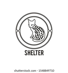 Illustration mono line cat logo vector for shelter design