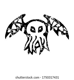 illustration of monochrome Cthulhu, vintage graphics for t-shirt, tattoo  designs