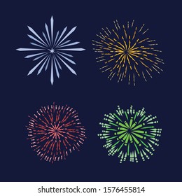 Illustration of Monochrome Fireworks Set 