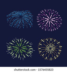 Illustration of Monochrome Fireworks Set 