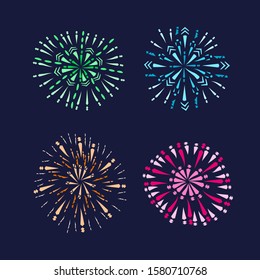 Illustration of Monochrome Fireworks Set 