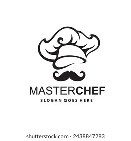 illustration of monochrome mustachioed chef isolated on white background