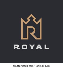 Illustration Monogram initial letter R and king crown logo icon vector