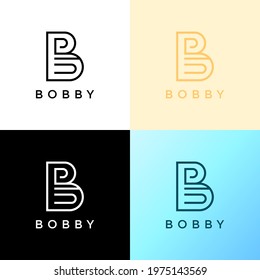 ILLUSTRATION MONOGRAM  LETTER B TEMPLATE WITH  COMMON NAMES. GOOD FOR WEDDING, LABEL, INVITATIONS 