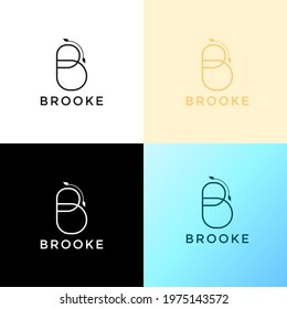 ILLUSTRATION MONOGRAM  LETTER B TEMPLATE WITH  COMMON NAMES. GOOD FOR WEDDING, LABEL, INVITATIONS 