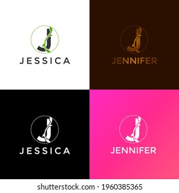 ILLUSTRATION MONOGRAM  LETTER J TEMPLATE WITH FEMININE COMMON NAMES. GOOD FOR WEDDING, LABEL, INVITATIONS 
