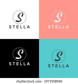 ILLUSTRATION MONOGRAM  LETTER S TEMPLATE WITH  COMMON NAMES. GOOD FOR WEDDING, LABEL, INVITATIONS 