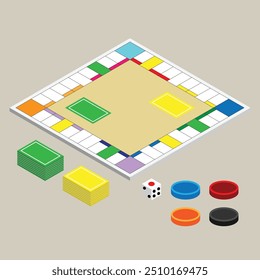 The Illustration of Monopoly Game Board 3D