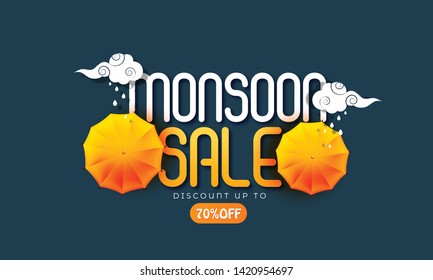  illustration of monsoon sale abstract or poster for Monsoon  Offer or Sale with creative design