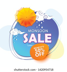  illustration of monsoon sale abstract or poster for Monsoon  Offer or Sale with creative design