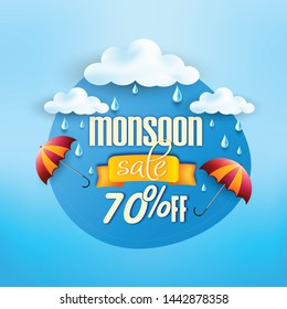 illustration of monsoon sale abstract or poster for Monsoon Offer or Sale with creative design