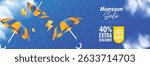 Illustration of Monsoon season designs. Vector background of Monsoon season sale. Monsoon season elements with attractive backgrounds
