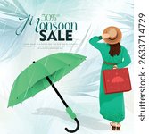 Illustration of Monsoon season designs. Vector background of Monsoon season sale. Monsoon season elements with attractive backgrounds