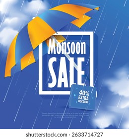 Illustration of Monsoon season designs. Vector background of Monsoon season sale. Monsoon season elements with attractive backgrounds