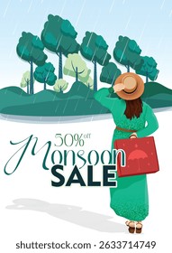 Illustration of Monsoon season designs. Vector background of Monsoon season sale. Monsoon season elements with attractive backgrounds
