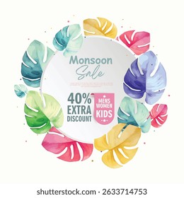 Illustration of Monsoon season designs. Vector background of Monsoon season sale. Monsoon season elements with attractive backgrounds