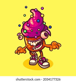 ILLUSTRATION OF MONSTER CAKE SUITABLE FOR T-SHIRT, STICKER AND RELATED BUSINESS