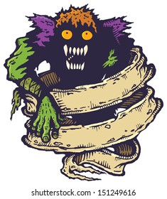Illustration of monster and old ribbon