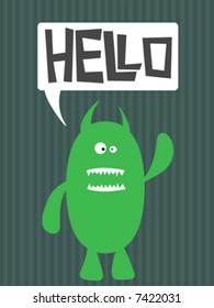 Illustration of a monster saying hello